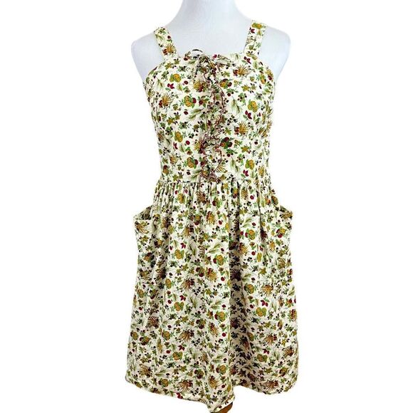 Vintage 70’s Handmade Autumn Novelty Print Sundress S - Picture 1 of 11